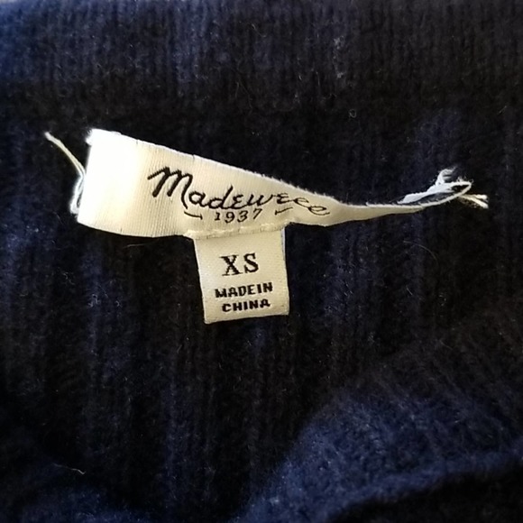 Madewell Pinewood 100% Merino Wool Sweater Navy XS - Picture 14 of 16